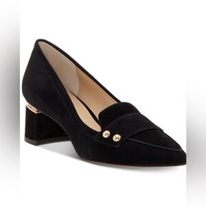 Enzo Angiolini Black Loafers with Gold Accents size 9